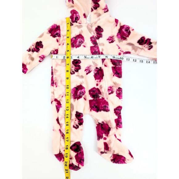 Laura Ashley Baby 0-3 Months Girls Hooded Coverall Pink Roses Print Soft Cuddle - Picture 9 of 10